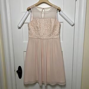 Maison 123 Paris Pink Chiffon Cocktail Dress Womens Small Dainty Retro Romantic